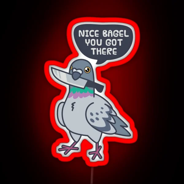 Cute Pigeon With A Knife RGB Neon Sign