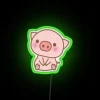 Vibrant Neon RGB Sign Featuring an Adorable Cartoon Pig Design