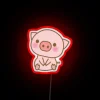 Neon Pink Pig Face Wall Decor with Color Changing LEDs