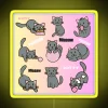 Cute colorful cats pattern neon sign in pastel rainbow colors