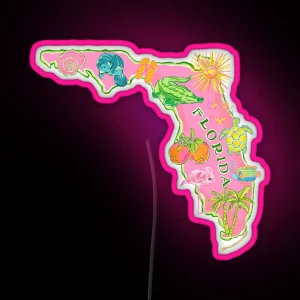 Cute Preppy Pink Florida Map RGB Neon Sign