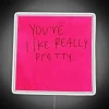 Mean Girls themed RGB neon sign with pink pastel aesthetic.
