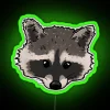 Colorful cute raccoon face glowing neon LED wall decoration art