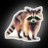 Vibrant LED raccoon neon sign with colorful programmable lighting effects.