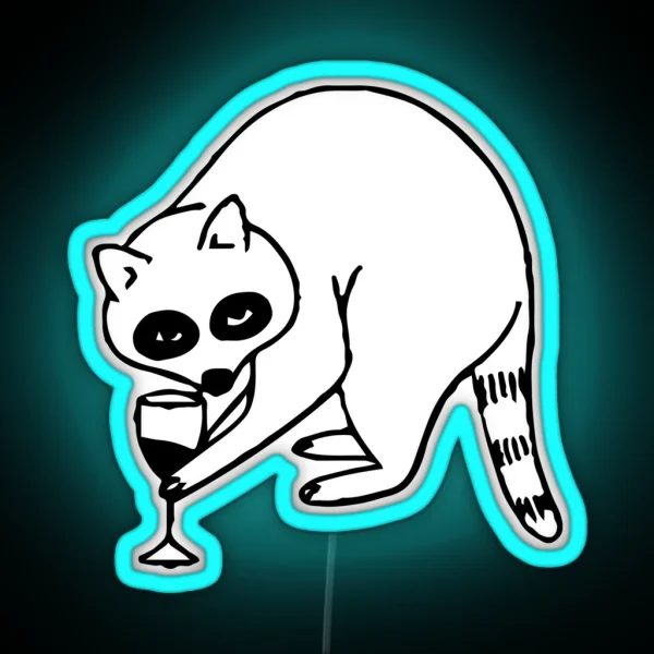 Cute Raccoon With Wine RGB Neon Sign