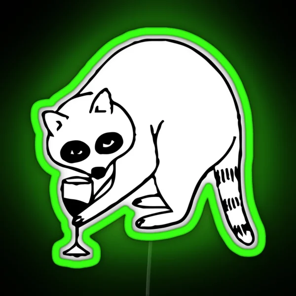 Cute Raccoon With Wine RGB Neon Sign