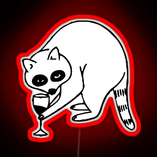 Cute Raccoon With Wine RGB Neon Sign