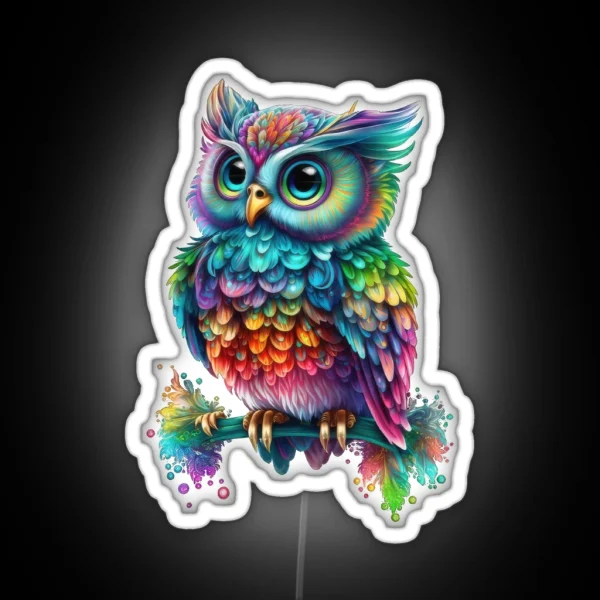 Cute Rainbow Hedwig Owl RGB Neon Sign