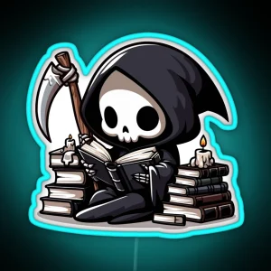 Cute Reaper Reading A Book RGB Neon Sign