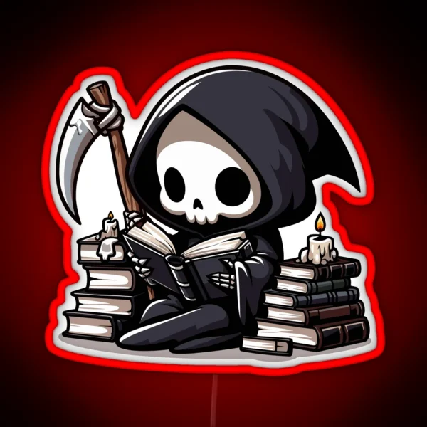 Cute Reaper Reading A Book RGB Neon Sign