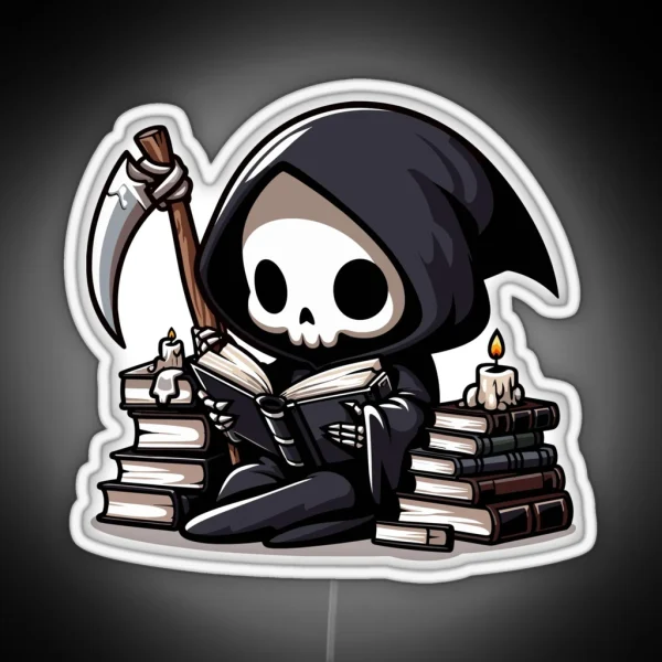 Cute Reaper Reading A Book RGB Neon Sign