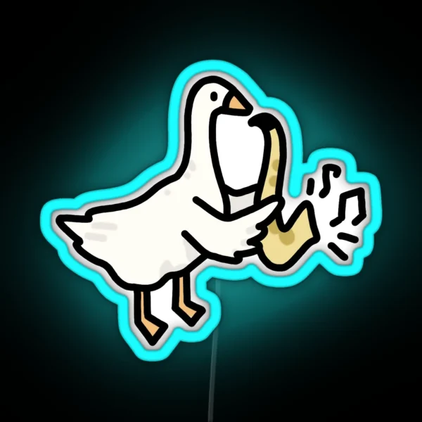 Cute Saxophone Goose Duck Playing Jazz RGB Neon Sign