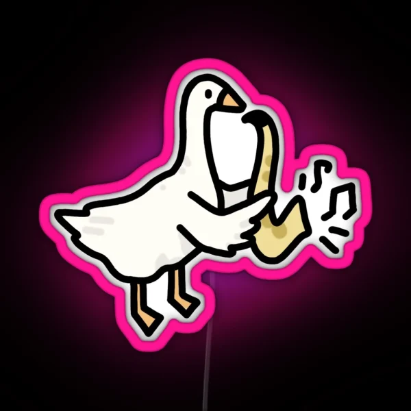 Cute Saxophone Goose Duck Playing Jazz RGB Neon Sign