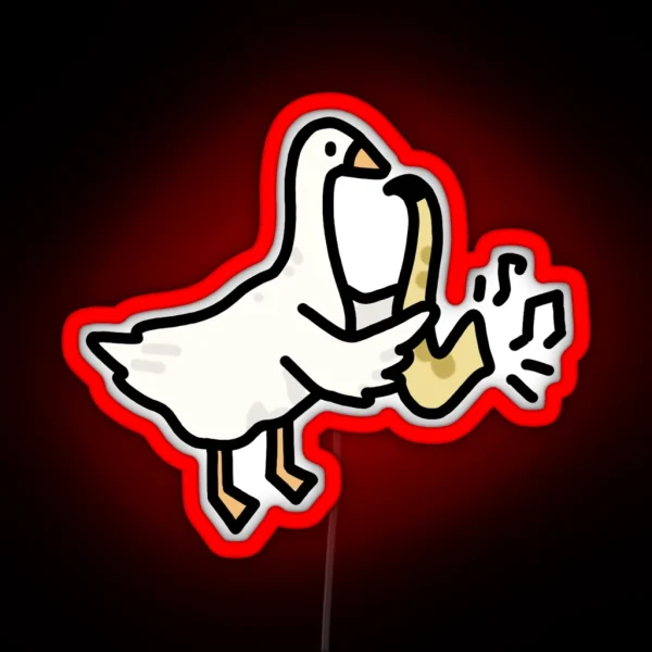 Cute Saxophone Goose Duck Playing Jazz RGB Neon Sign