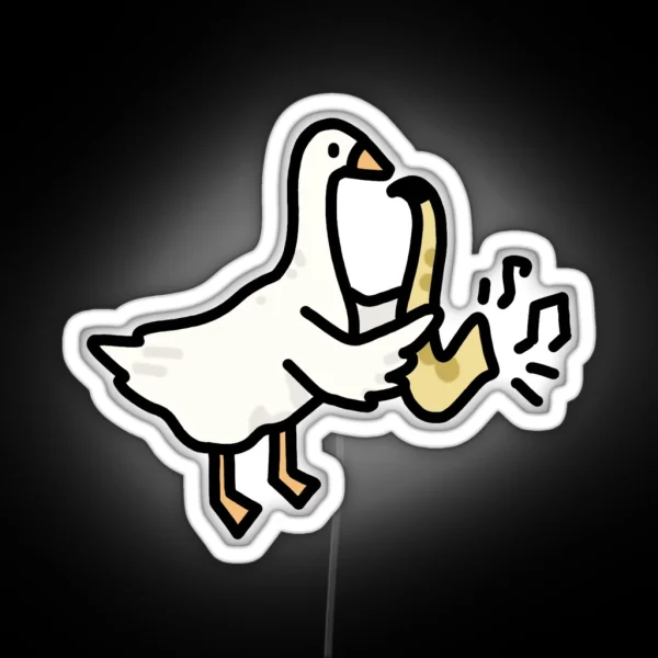 Cute Saxophone Goose Duck Playing Jazz RGB Neon Sign