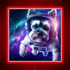 Colorful Neon Art of a Happy Schnauzer in Space