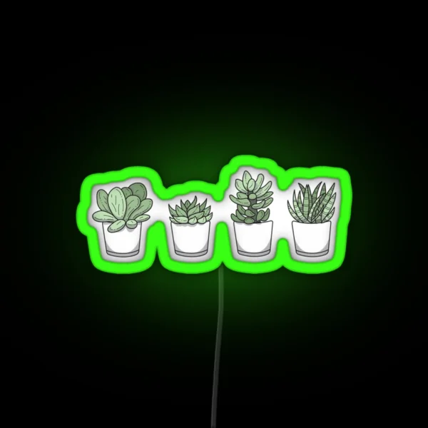 Cute Set Of 4 Plants RGB Neon Sign