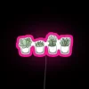 RGB Neon Sign with Four Adorable Plant Designs Included Nearby