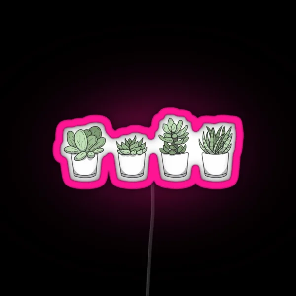Cute Set Of 4 Plants RGB Neon Sign