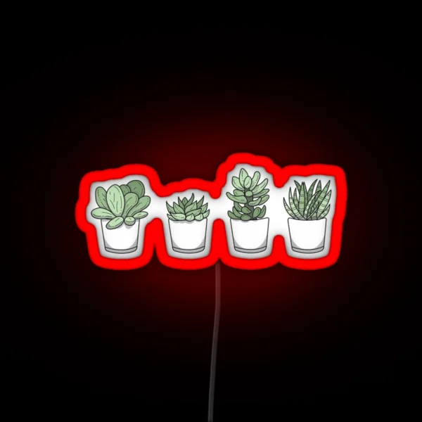 Cute Set Of 4 Plants RGB Neon Sign