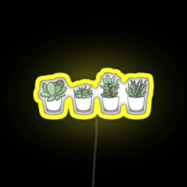 Cute Set Of 4 Plants RGB Neon Sign