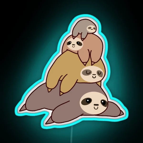 Cute Sloths RGB Neon Sign