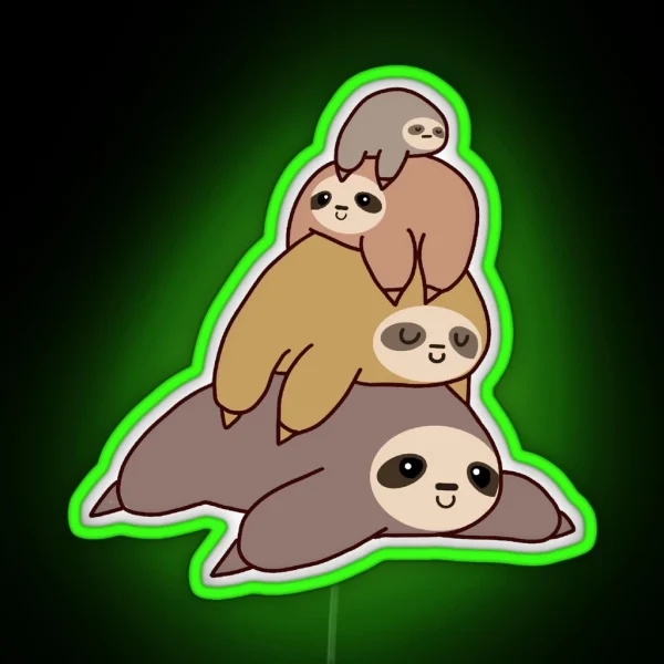 Cute Sloths RGB Neon Sign