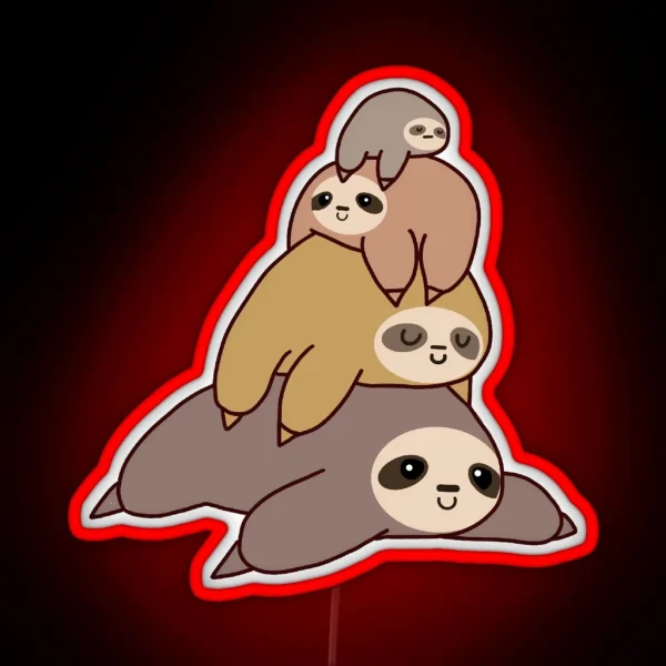 Cute Sloths RGB Neon Sign