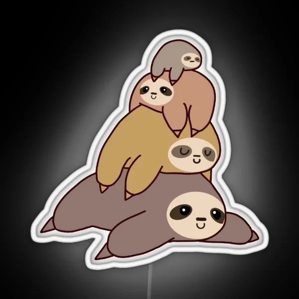 Cute Sloths RGB Neon Sign
