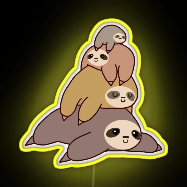 Cute Sloths RGB Neon Sign