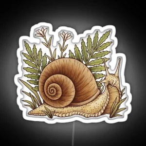 Cute Snail Fern Slug Funny Snail Cottagecore Fairy Grunge Fairycore Woods Forestcore Mosscore Green Witch RGB Neon Sign