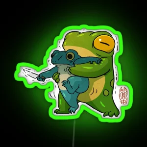 Cute Stabby Frog Being Held Back Let It Go Bro Artwork Asian Style RGB Neon Sign