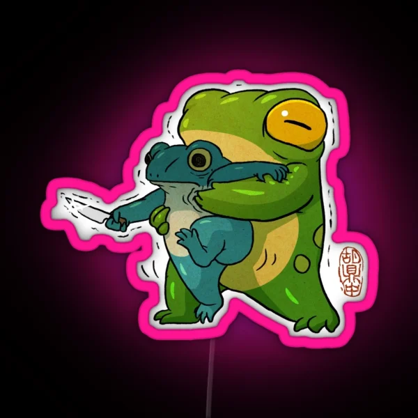 Cute Stabby Frog Being Held Back Let It Go Bro Artwork Asian Style RGB Neon Sign