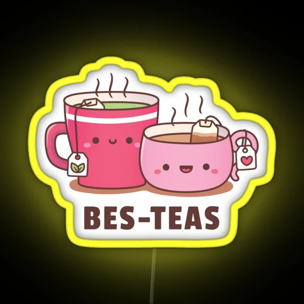 Cute Teacups Bes Teas Besties RGB Neon Sign
