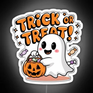 Cute Trick Or Treat Ghost RGB Neon Sign