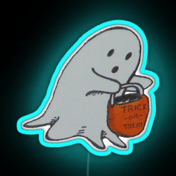 Cute Trick Or Treating Ghost RGB Neon Sign