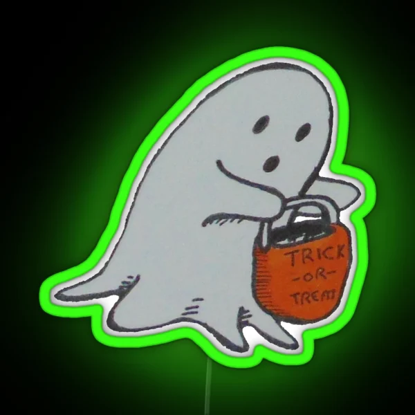 Cute Trick Or Treating Ghost RGB Neon Sign