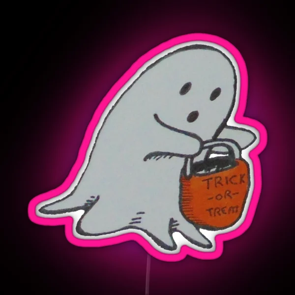 Cute Trick Or Treating Ghost RGB Neon Sign