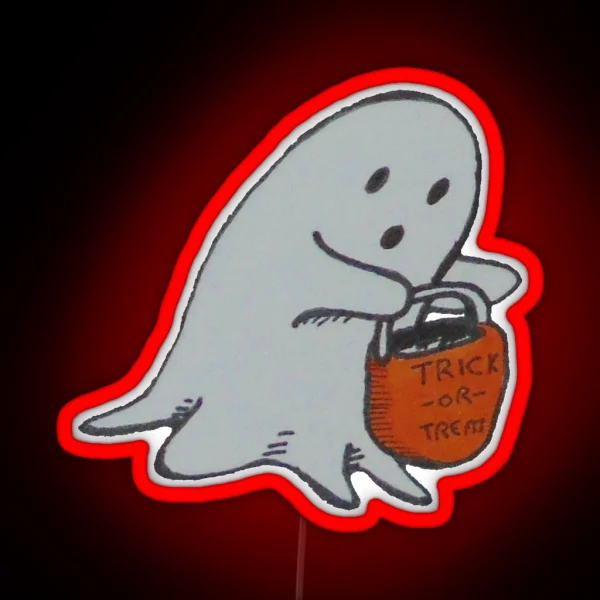 Cute Trick Or Treating Ghost RGB Neon Sign