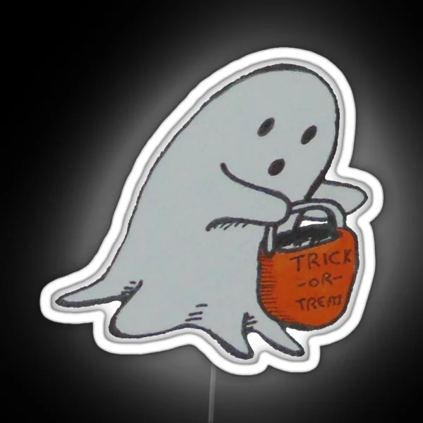 Cute Trick Or Treating Ghost RGB Neon Sign