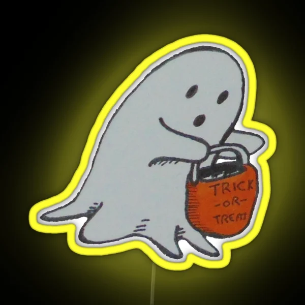 Cute Trick Or Treating Ghost RGB Neon Sign