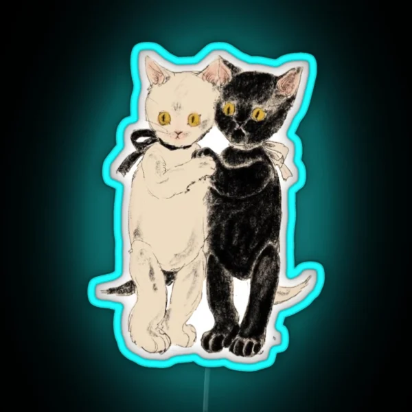 Cute Twin Cats Led RGB Neon Sign