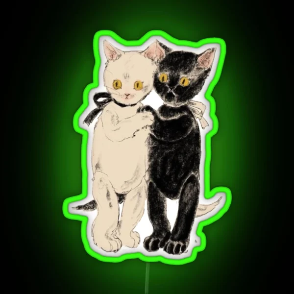 Cute Twin Cats Led RGB Neon Sign