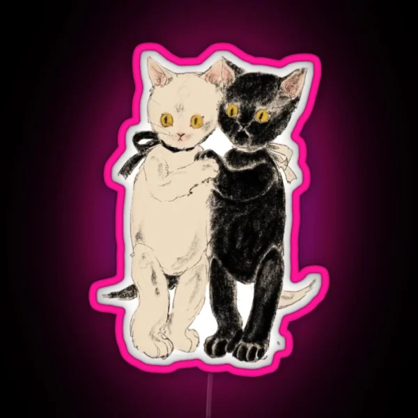 Cute Twin Cats Led RGB Neon Sign