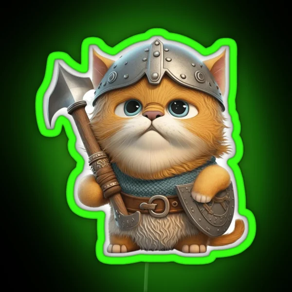 Cute Viking Cat Kitty Lovers Viking Cat RGB Neon Sign