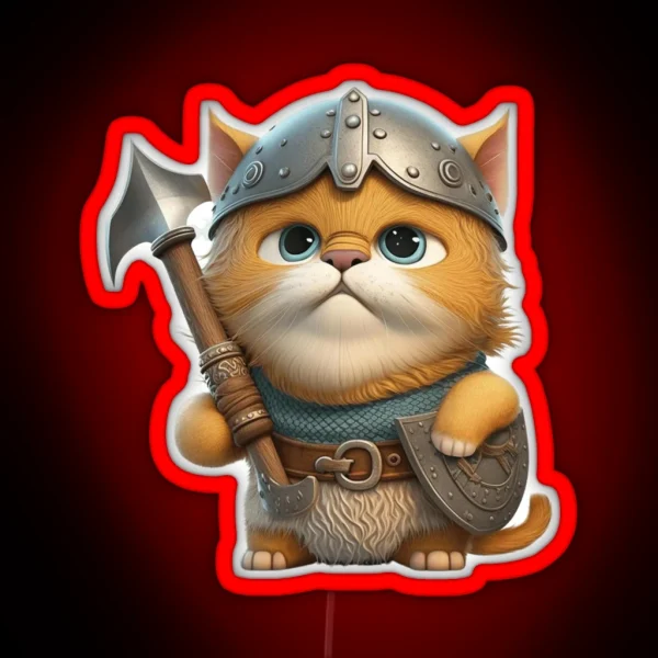 Cute Viking Cat Kitty Lovers Viking Cat RGB Neon Sign