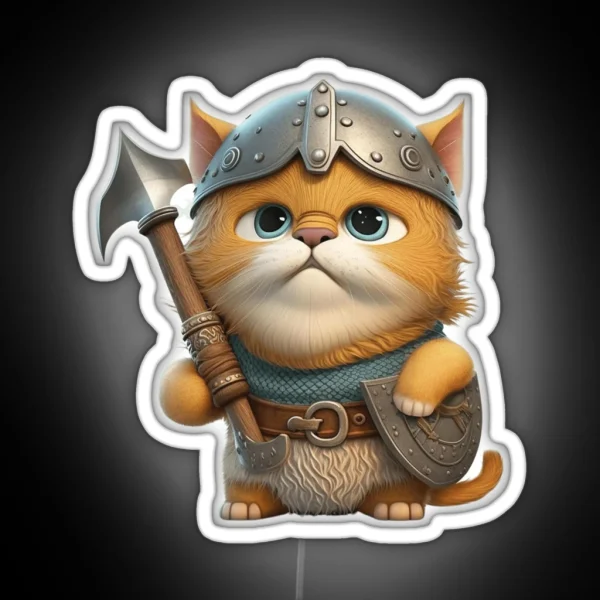 Cute Viking Cat Kitty Lovers Viking Cat RGB Neon Sign