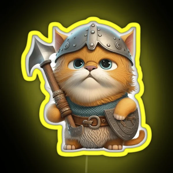 Cute Viking Cat Kitty Lovers Viking Cat RGB Neon Sign