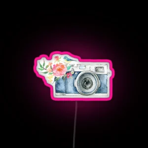 Cute Watercolor Vintage Camera RGB Neon Sign