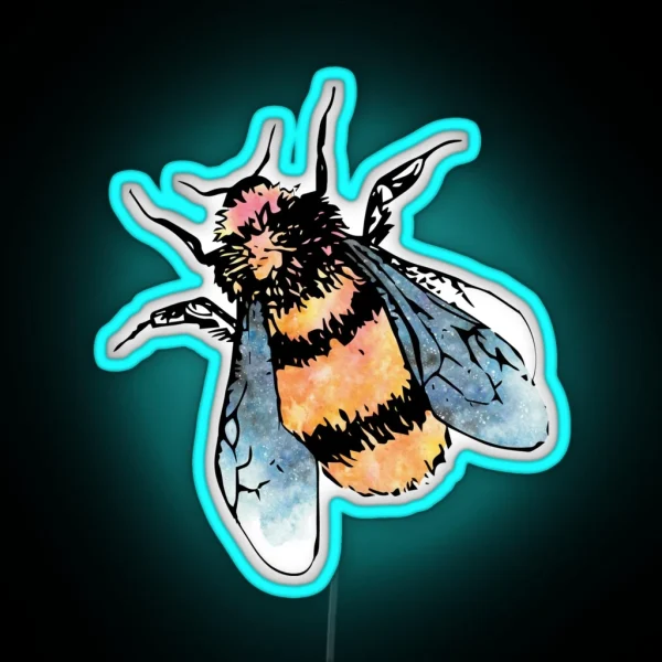 Cute Watercolour Bumble Bee RGB Neon Sign
